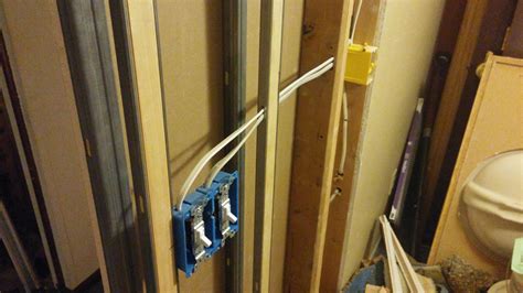 shallow electrical box pocket door|pocket door frame electrical cable.